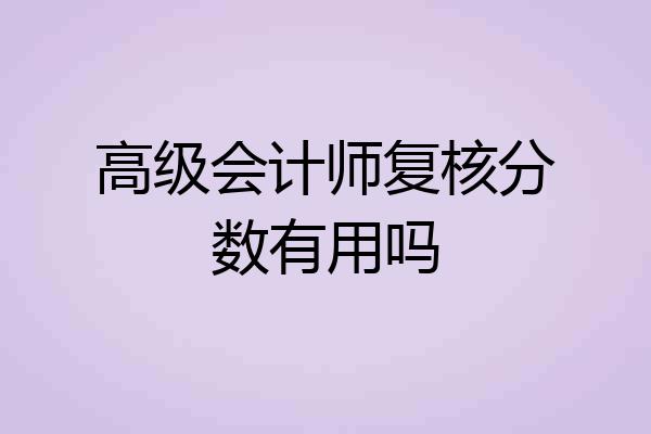 高级会计师复核分数有用吗