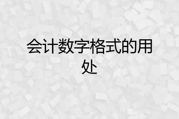 会计数字格式的用处