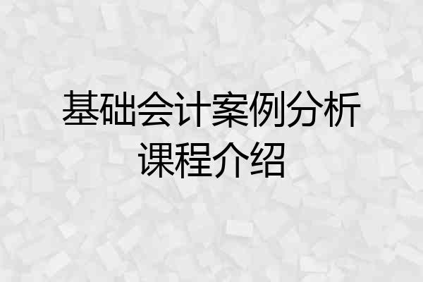 基础会计案例分析课程介绍