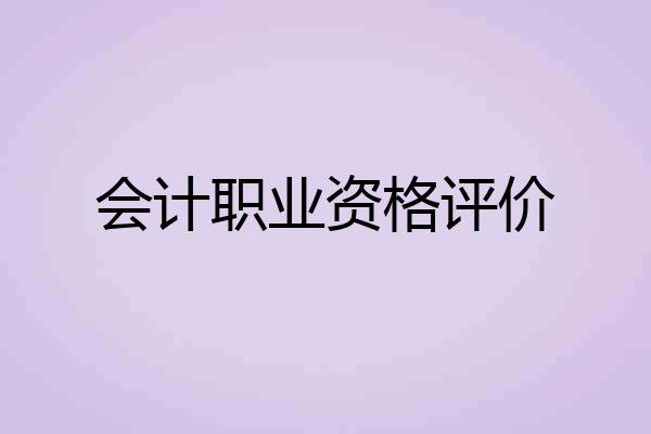 会计职业资格评价
