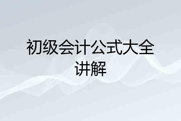 初级会计公式大全讲解