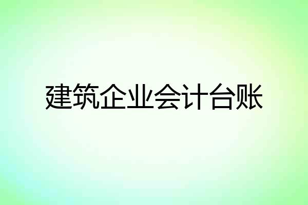建筑企业会计台账