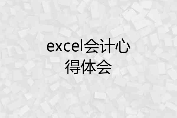 excel会计心得体会