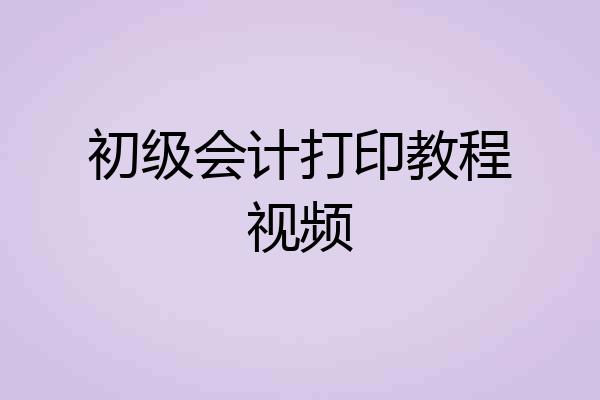 初级会计打印教程视频