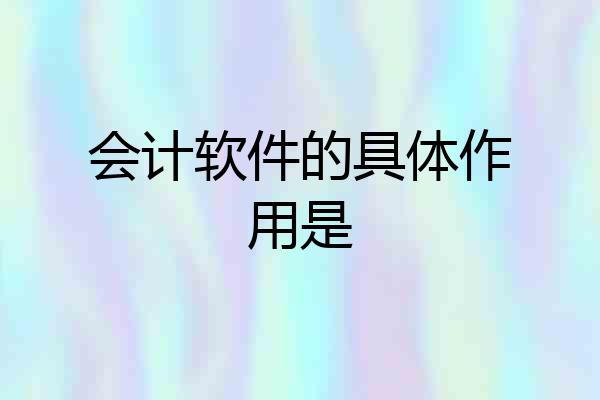 会计软件的具体作用是