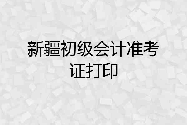 新疆初级会计准考证打印