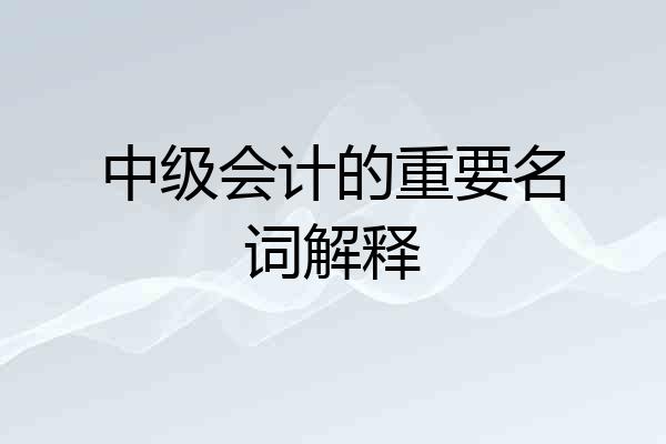 中级会计的重要名词解释