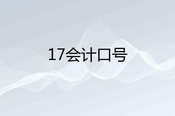17会计口号