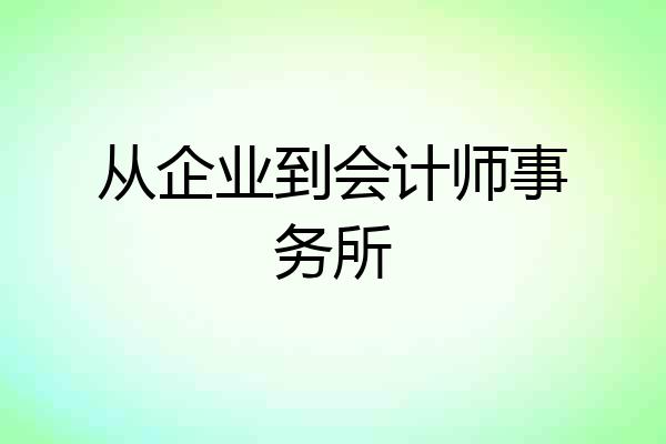 从企业到会计师事务所