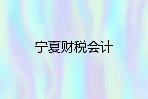 宁夏财税会计