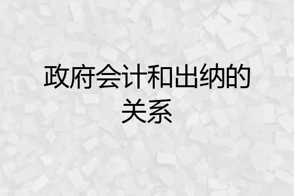 政府会计和出纳的关系