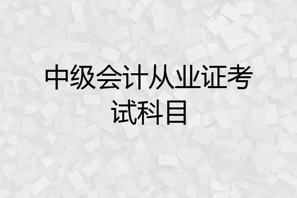 中级会计从业证考试科目