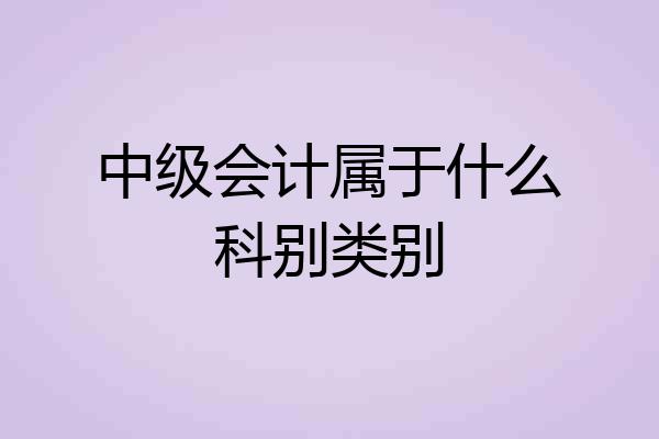 中级会计属于什么科别类别