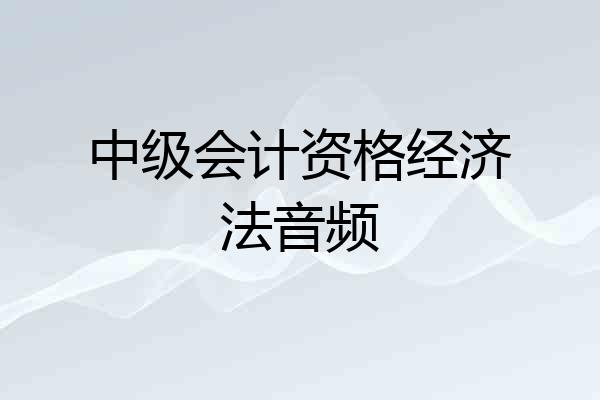 中级会计资格经济法音频