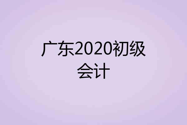 广东2020初级会计