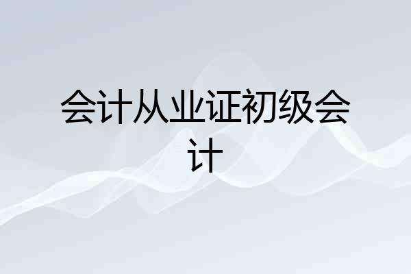 会计从业证初级会计
