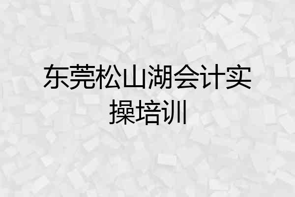 东莞松山湖会计实操培训