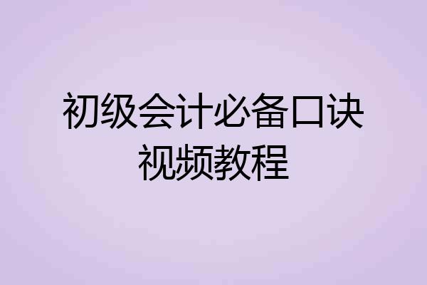 初级会计必备口诀视频教程