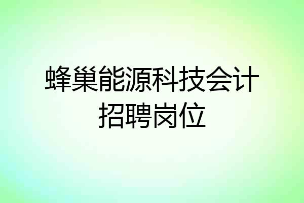 蜂巢能源科技会计招聘岗位