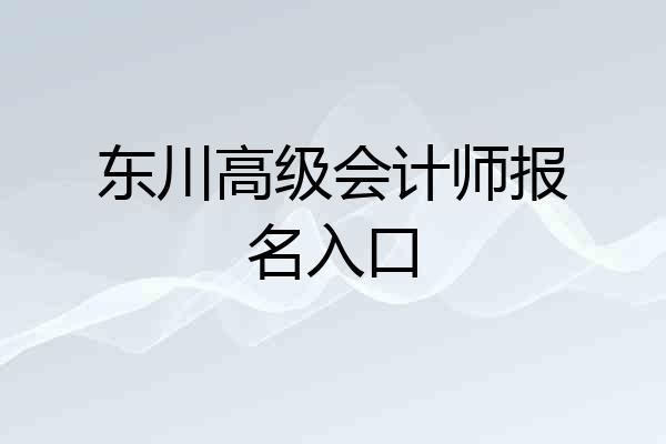 东川高级会计师报名入口