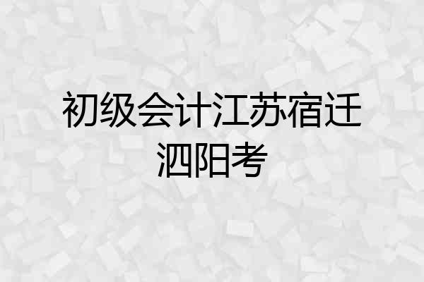 初级会计江苏宿迁泗阳考