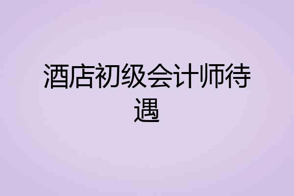 酒店初级会计师待遇