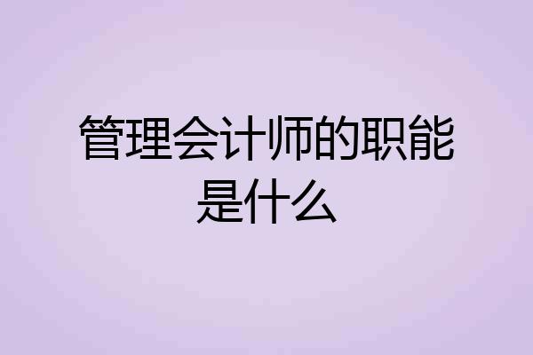 管理会计师的职能是什么