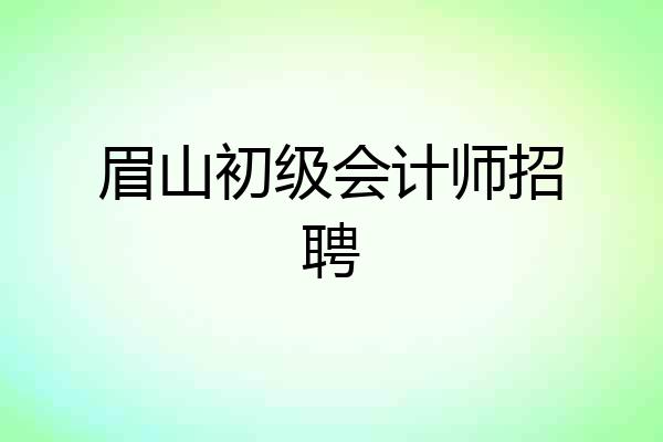 眉山初级会计师招聘