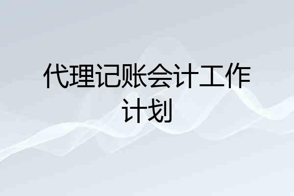 代理记账会计工作计划