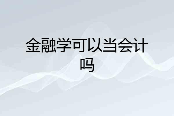 金融学可以当会计吗