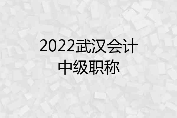 2022武汉会计中级职称