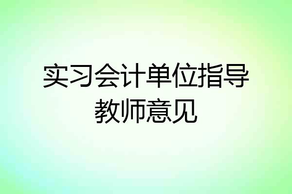 实习会计单位指导教师意见