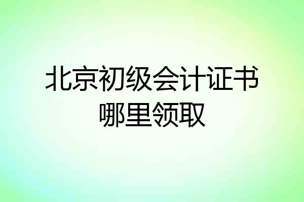 北京初级会计证书哪里领取