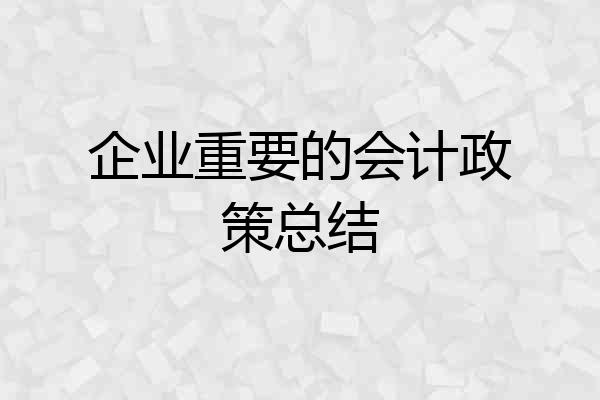 企业重要的会计政策总结