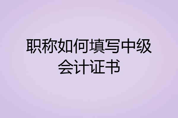 职称如何填写中级会计证书