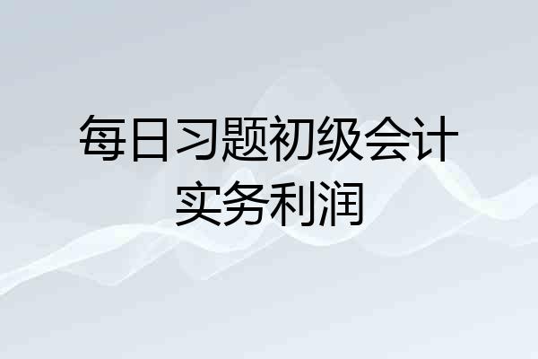 每日习题初级会计实务利润