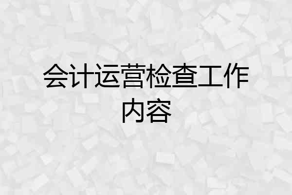 会计运营检查工作内容