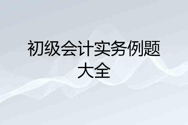 初级会计实务例题大全