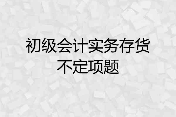 初级会计实务存货不定项题
