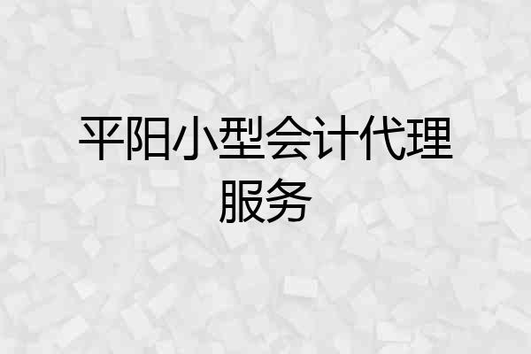 平阳小型会计代理服务