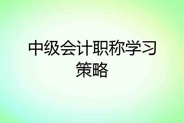 中级会计职称学习策略