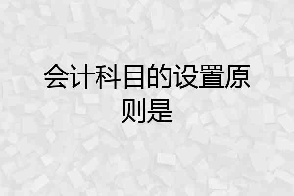 会计科目的设置原则是