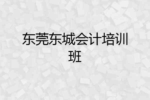 东莞东城会计培训班