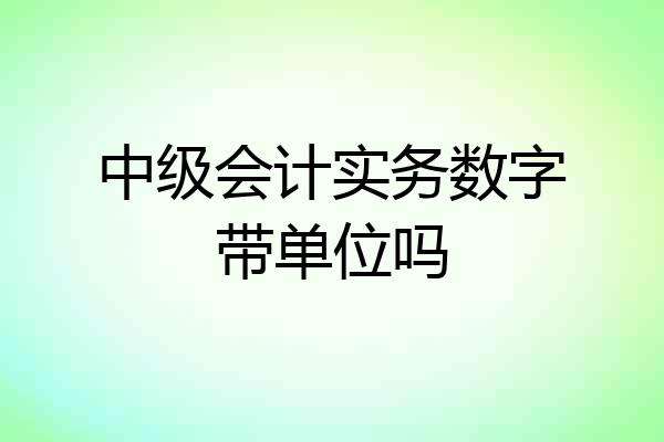 中级会计实务数字带单位吗