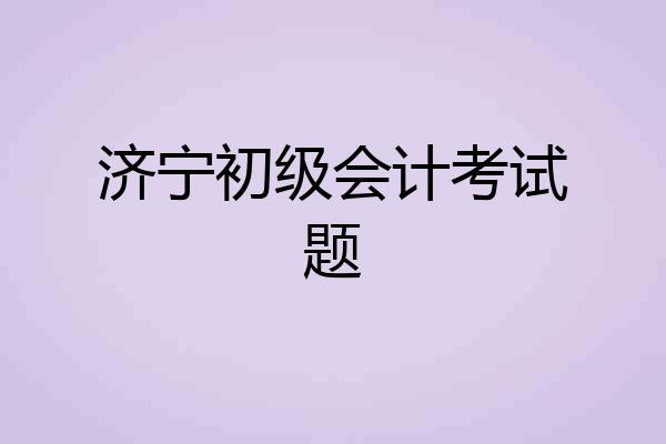 济宁初级会计考试题