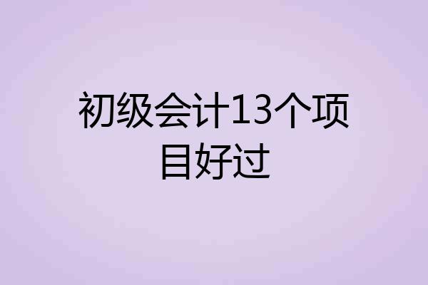 初级会计13个项目好过
