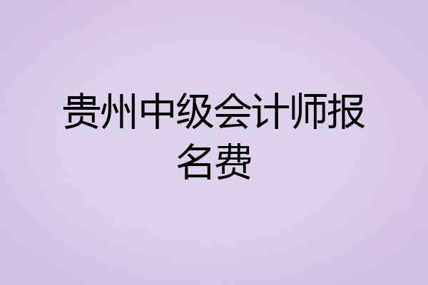 贵州中级会计师报名费