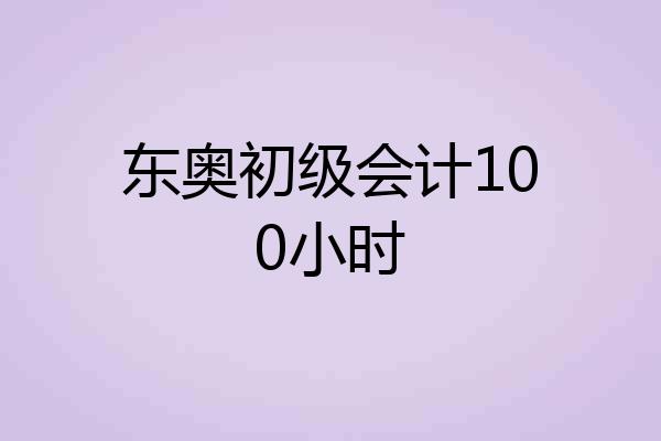 东奥初级会计100小时