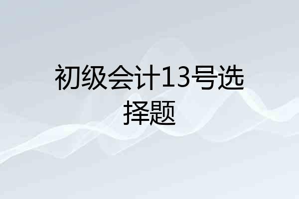 初级会计13号选择题