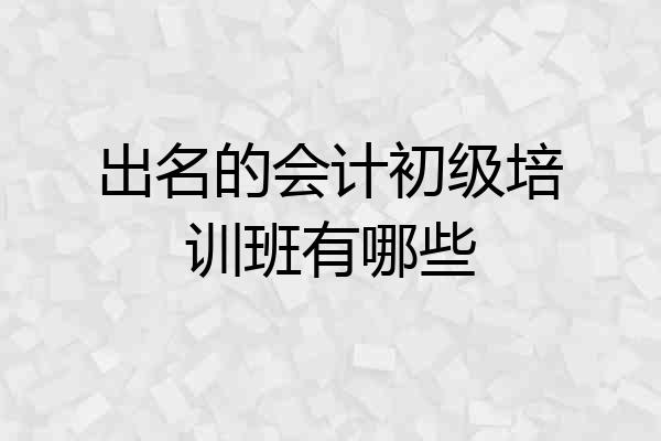 出名的会计初级培训班有哪些